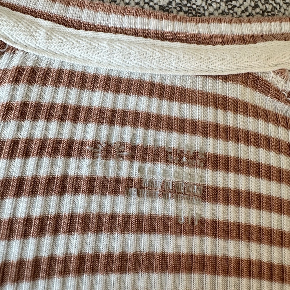 Aerie Brown and White Striped Long Sleeve Tee - Picture 2 of 2